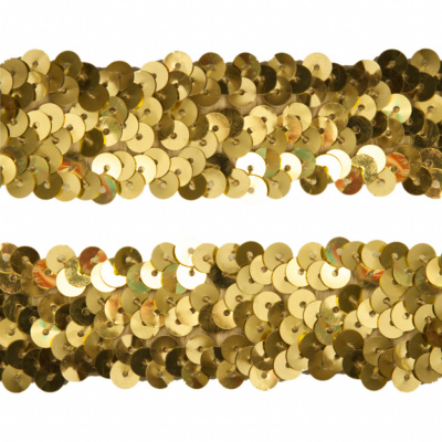 Тесьма с пайетками D16, шир. 30 мм/уп. 25+/-1 м, цвет золото - купить в Серове. Цена: 1 087.39 руб.