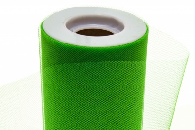 Фатин в шпульках 16-146, 10 гр/м2, шир. 15 см (в нам. 25+/-1 м), цвет зелёный - купить в Серове. Цена: 100.69 руб.