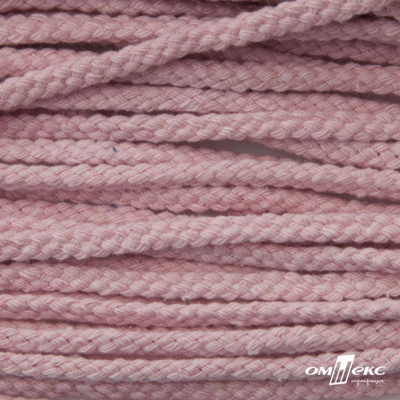 Шнур плетеный d-6 мм круглый, 70% хлопок 30% полиэстер, уп.90+/-1 м, цв.1087-розовый - купить в Серове. Цена: 588 руб.