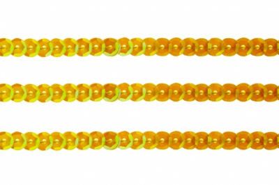 Пайетки "ОмТекс" на нитях, CREAM, 6 мм С / упак.73+/-1м, цв. 92 - золото - купить в Серове. Цена: 484.77 руб.
