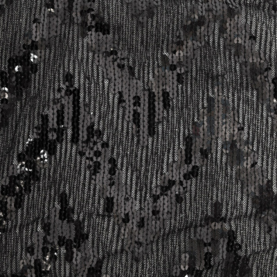 Трикотажное полотно с пайетками, шир.130 см, #311-бахрома чёрная - купить в Серове. Цена 1 183.35 руб.