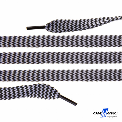 Шнурки #107-07, плоские 130 см, двухцветные цв.серый/чёрный - купить в Серове. Цена: 23.03 руб.