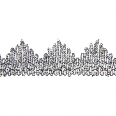 Тесьма металлизированная 0384-0240, шир. 40 мм/уп. 25+/-1 м, цвет серебро - купить в Серове. Цена: 490.74 руб.