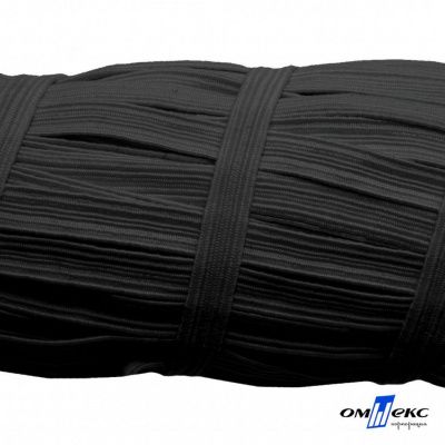 Резиновые нити с текстильным покрытием, шир. 6 мм (55 м/уп), цв.-черный - купить в Серове. Цена: 210.75 руб.
