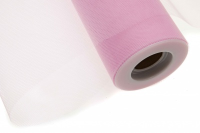 Фатин в шпульках 16-14, 10 гр/м2, шир. 15 см (в нам. 25+/-1 м), цвет розовый - купить в Серове. Цена: 100.69 руб.