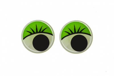 Глазки для игрушек, круглые, с бегающими зрачками, 15 мм/упак.50+/-2 шт, цв. -зеленый - купить в Серове. Цена: 113.01 руб.
