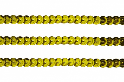 Пайетки "ОмТекс" на нитях, SILVER-BASE, 6 мм С / упак.73+/-1м, цв. 7 - св.золото - купить в Серове. Цена: 468.37 руб.