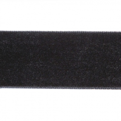Лента бархатная нейлон, шир.25 мм, (упак. 45,7м), цв.03-черный - купить в Серове. Цена: 809.01 руб.