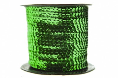 Пайетки "ОмТекс" на нитях, SILVER-BASE, 6 мм С / упак.73+/-1м, цв. 4 - зеленый - купить в Серове. Цена: 484.77 руб.