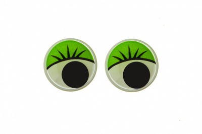 Глазки для игрушек, круглые, с бегающими зрачками, 12 мм/упак.50+/-2 шт, цв. -зеленый - купить в Серове. Цена: 95.04 руб.
