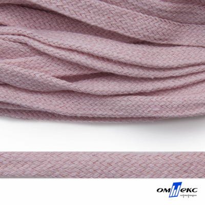 Шнур плетеный d-8 мм плоский, 70% хлопок 30% полиэстер, уп.85+/-1 м, цв.1019-св.розовый - купить в Серове. Цена: 735 руб.