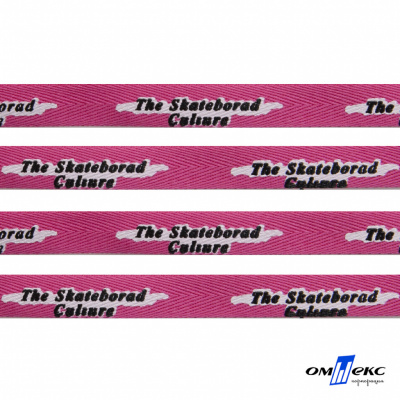 Тесьма отделочная (киперная) 10 мм, 100% хлопок,"THE SKATEBOARD CULIURE"(45 м) цв.121-26 -яр.розовый - купить в Серове. Цена: 850.62 руб.