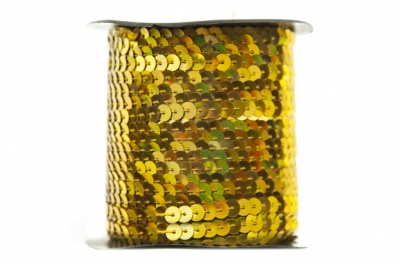 Пайетки "ОмТекс" на нитях, SILVER SHINING, 6 мм F / упак.91+/-1м, цв. 48 - золото - купить в Серове. Цена: 356.19 руб.