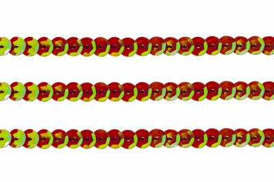 Пайетки "ОмТекс" на нитях, CREAM, 6 мм С / упак.73+/-1м, цв. 96 - красный - купить в Серове. Цена: 484.77 руб.