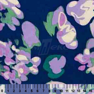 Штапель принт (100% вискоза) D4,C3, 110 гр/м2, шир.140см, принт цветы/василёк - купить в Серове. Цена 343 руб.