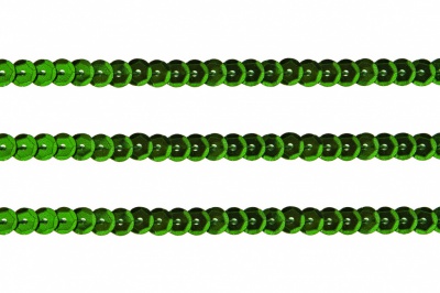 Пайетки "ОмТекс" на нитях, SILVER-BASE, 6 мм С / упак.73+/-1м, цв. 4 - зеленый - купить в Серове. Цена: 484.77 руб.