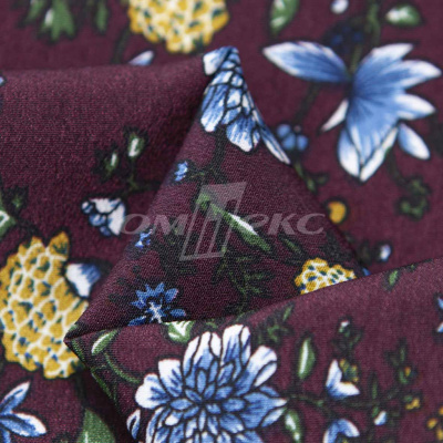 Плательная ткань "Фламенко" 4.1, 80 гр/м2, шир.150 см, принт растительный - купить в Серове. Цена 259.21 руб.