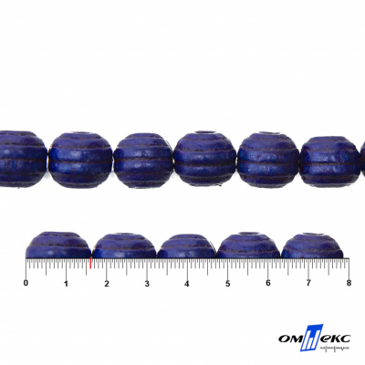 0309-Бусины деревянные "ОмТекс", 16 мм, упак.50+/-3шт, цв.006-синий - купить в Серове. Цена: 62.22 руб.